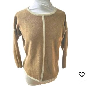J. Crew Italian Wool Beige Contrast Trim Split Hem Sweater Wmn's S Flattering